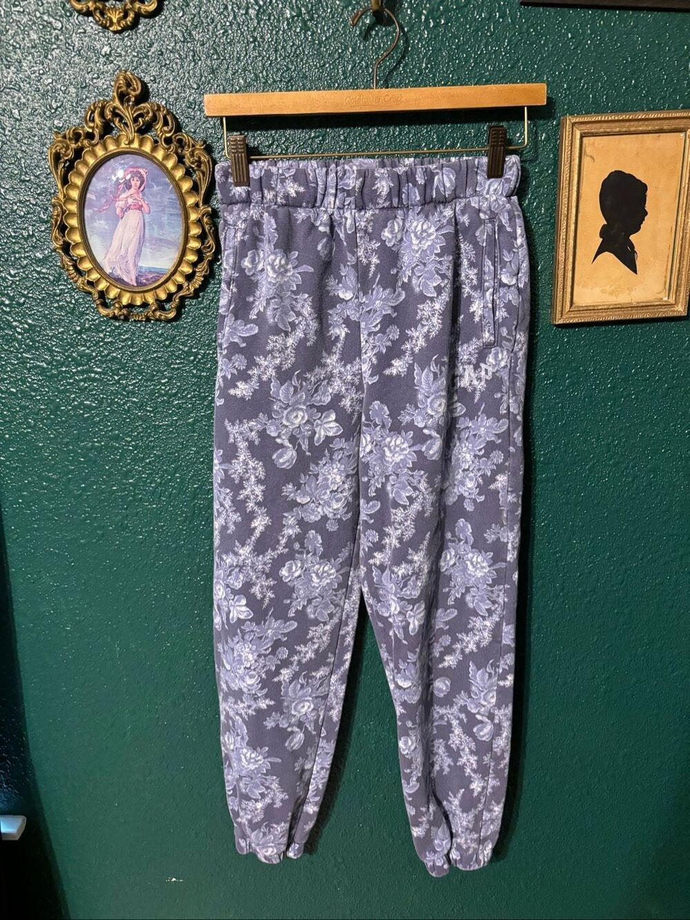 GAP x LoveShackFancy Soft Cotton Blend Blue & White Floral Jogger Pants XS